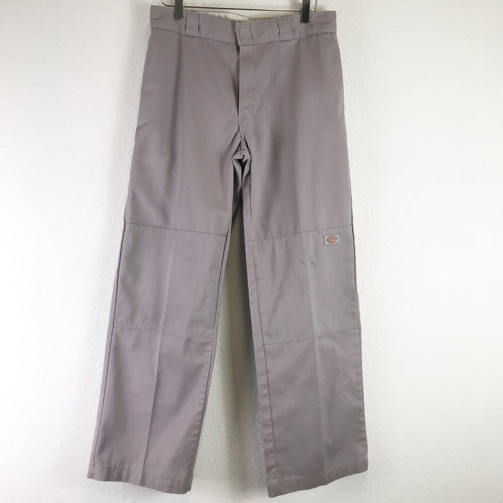 Dickies Loose Fit Double Knee Work Pants Straight Leg High Rise Silver 32x32